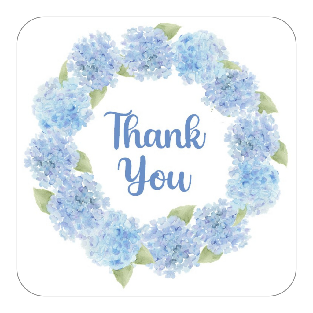 Blue Hydrangea Wreath Favor Stickers OR Tags