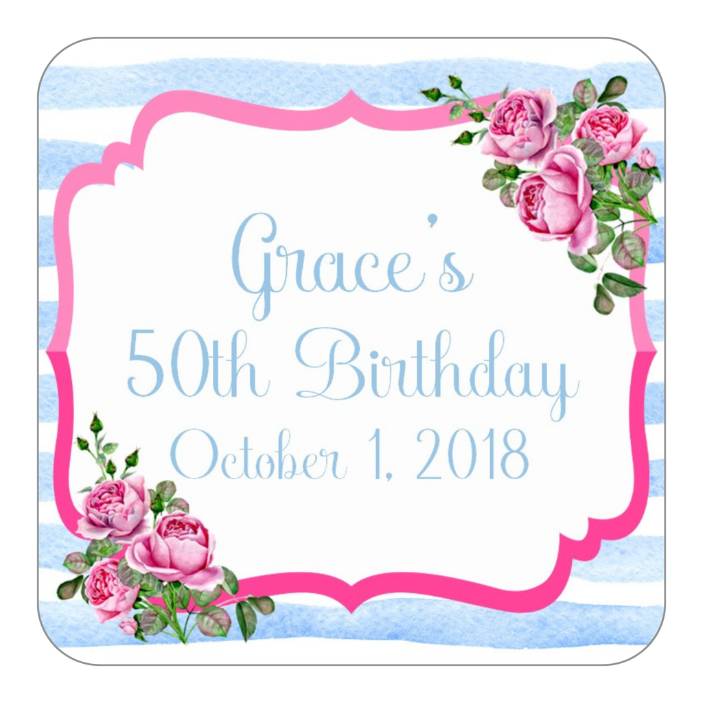 Pink Rose Floral Stickers OR Tags