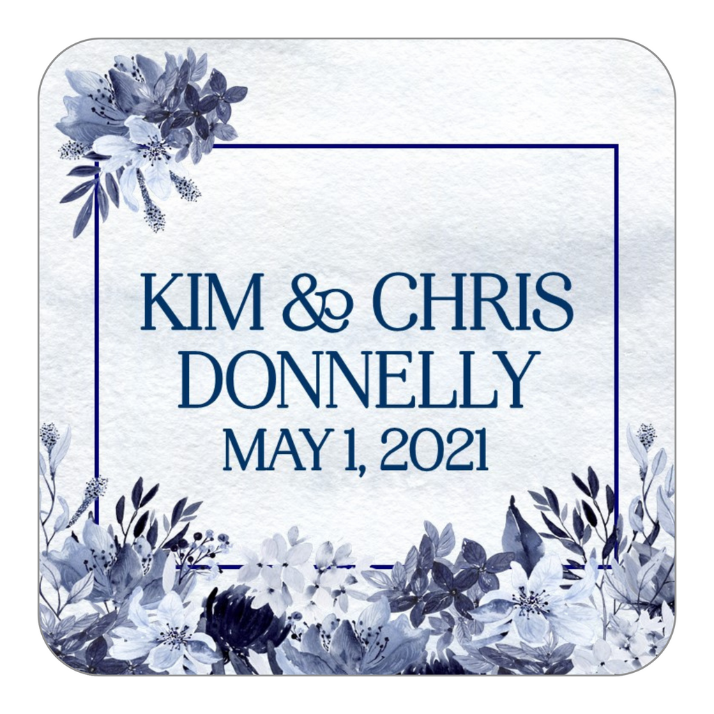 Blue Floral Favor Stickers OR Tags