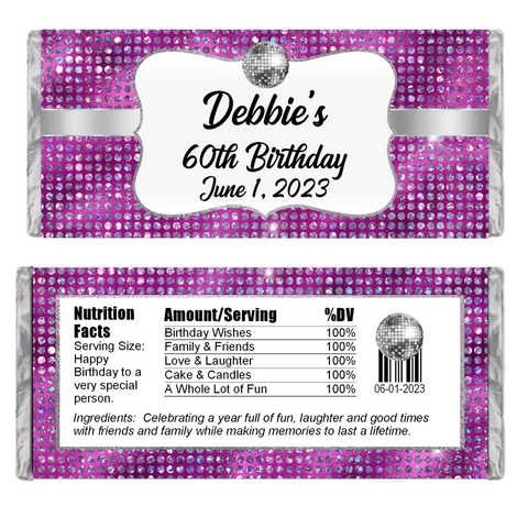 Purple Disco Dots Candy Bar Wrapper