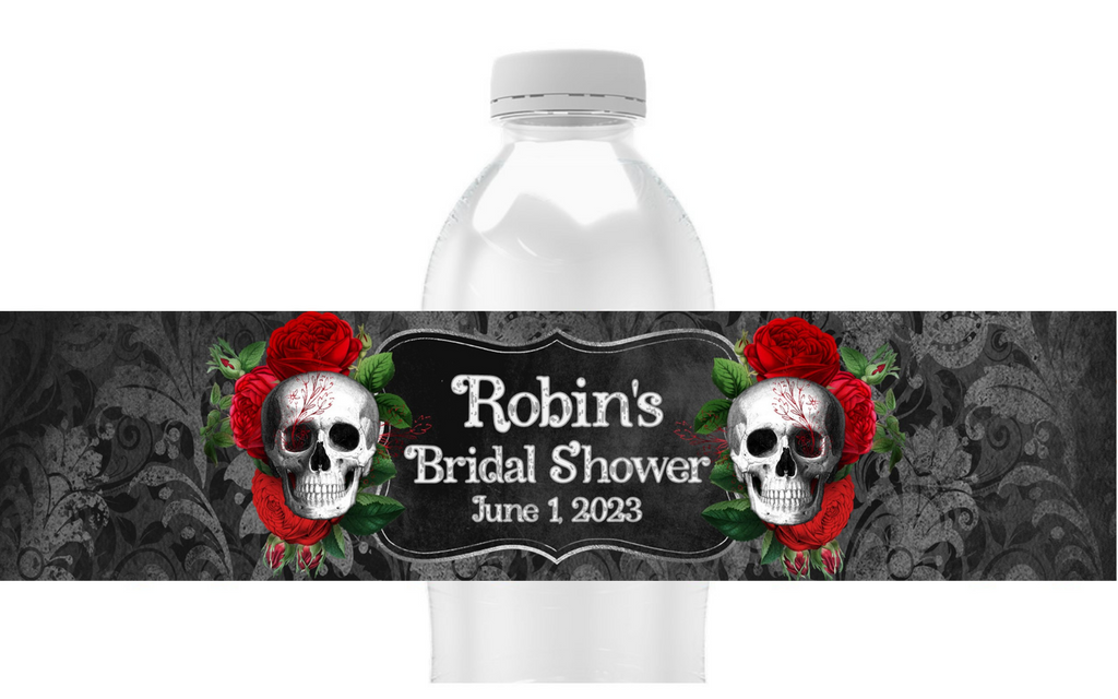 Floral Skull Water Bottle Labels