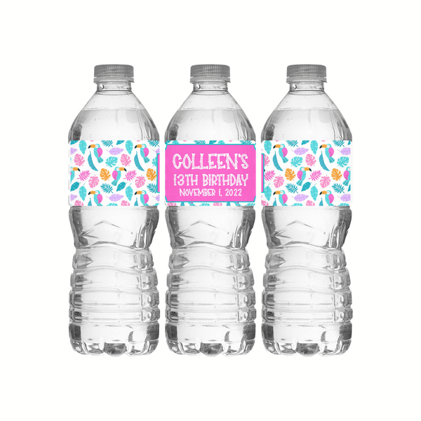 Tropical Toucan Water Bottle Labels