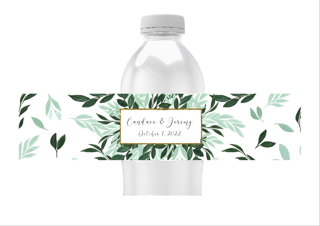 Botanical Greenery Water Bottle Labels