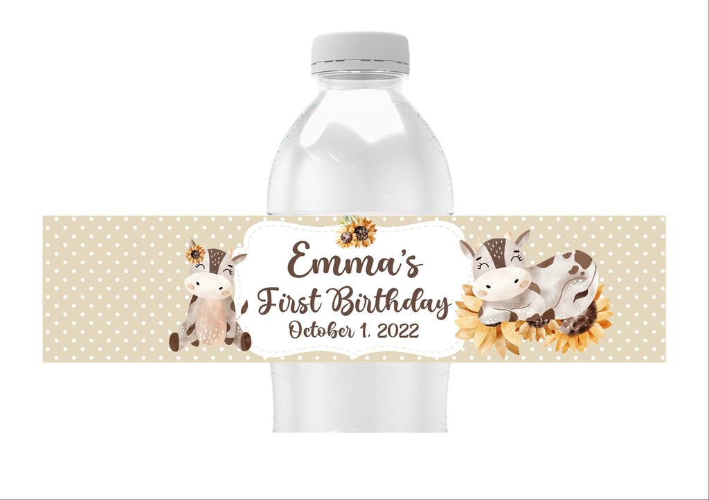 Cow Baby Shower Water Bottle Labels