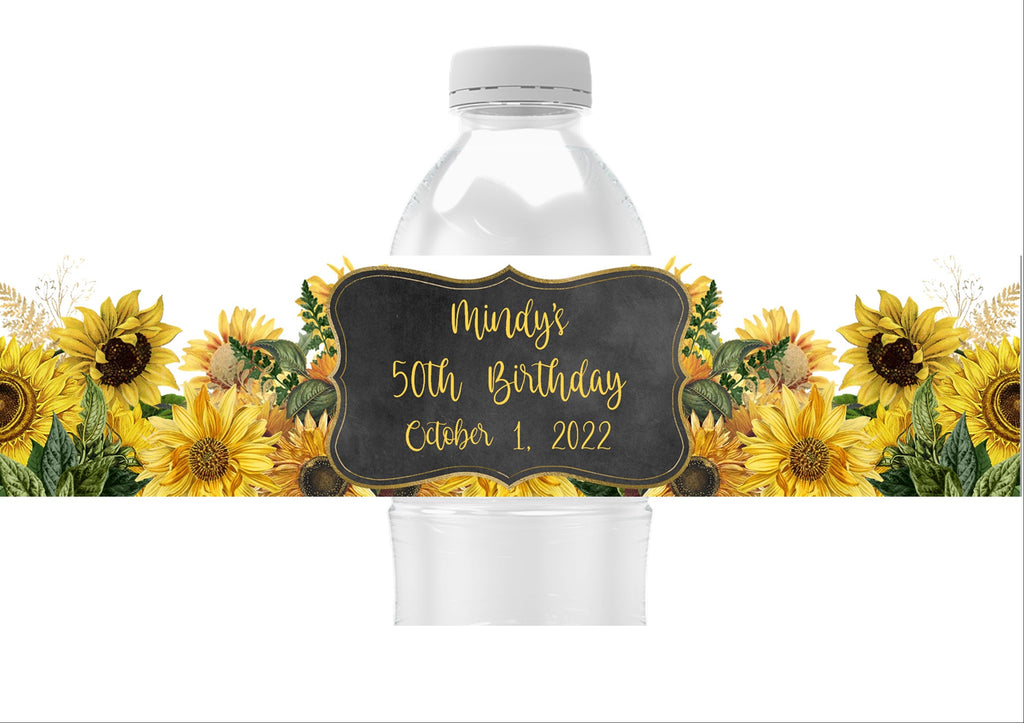 Sunflower Water Bottle Labels