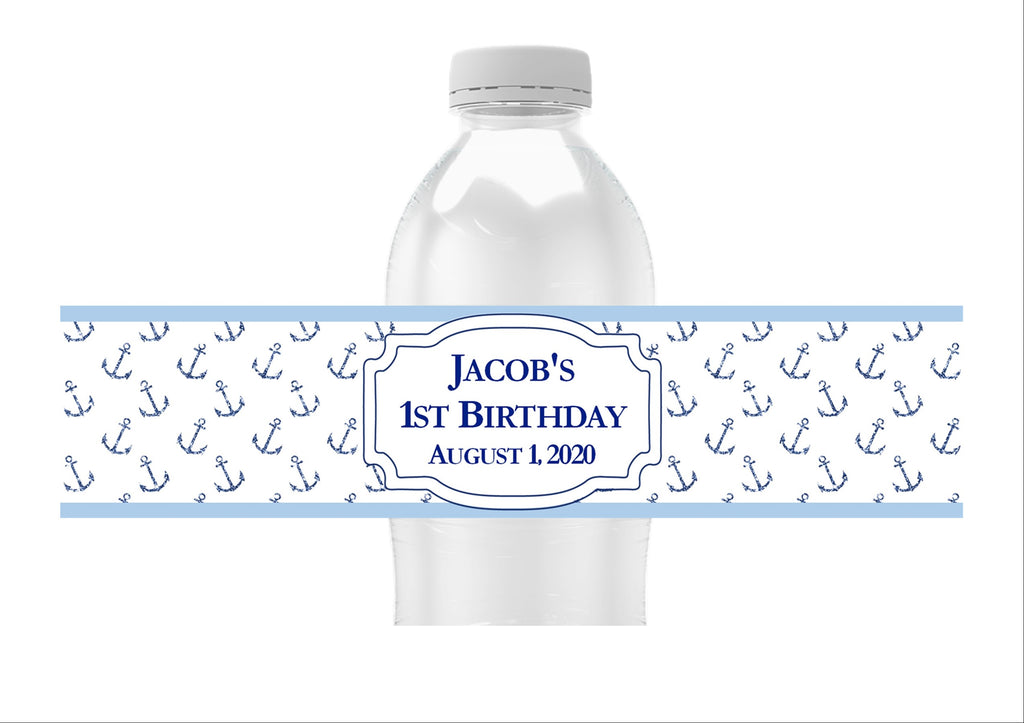 Blue Anchor Water Bottle Labels