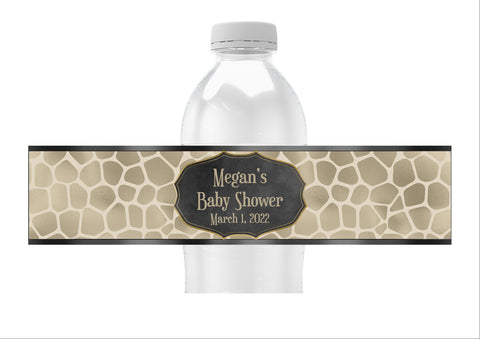 Giraffe Pattern Water Bottle Labels