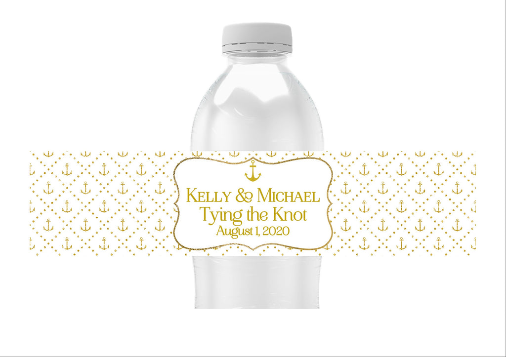 Gold Anchor Water Bottle Labels