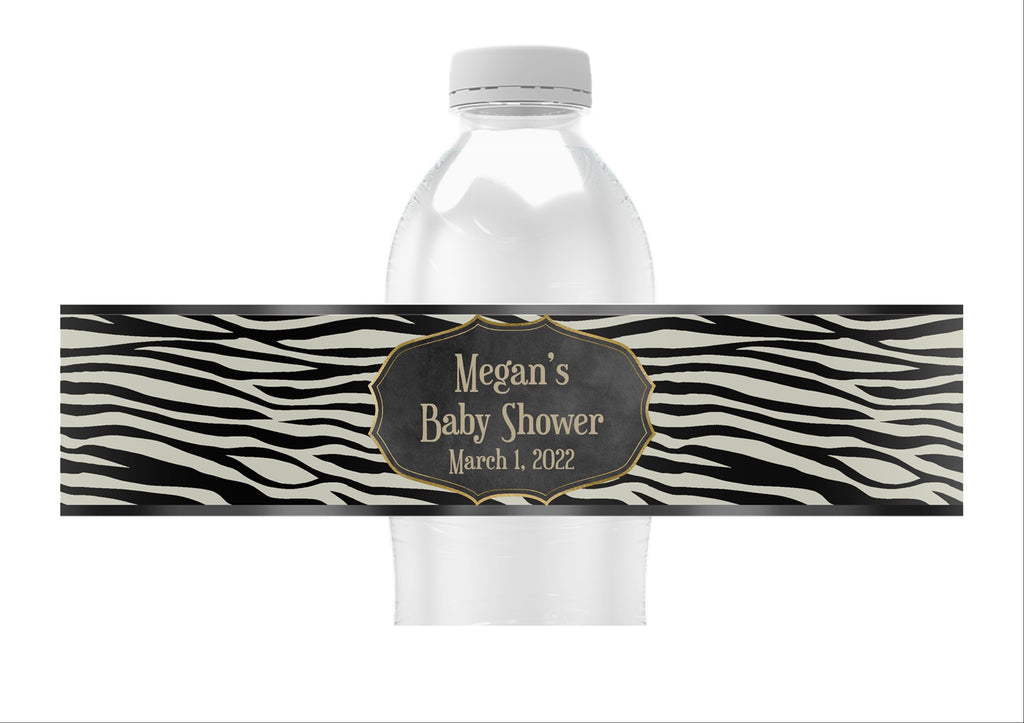 Zebra Pattern Water Bottle Labels