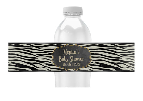 Zebra Pattern Water Bottle Labels