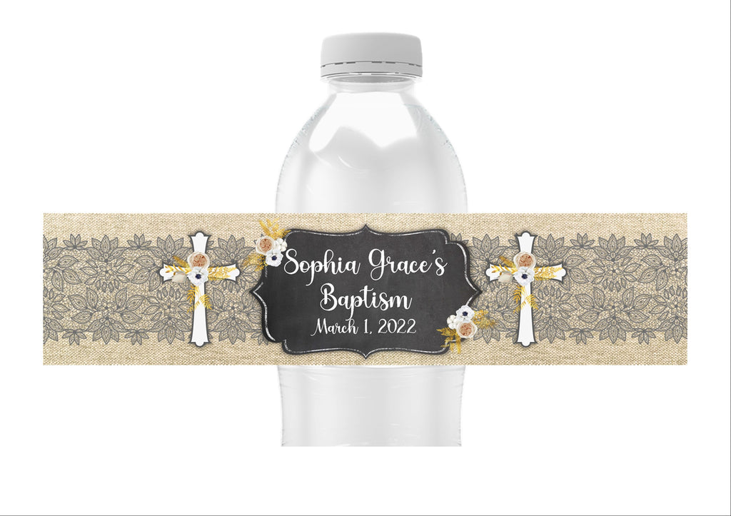 Rustic Cross Water Bottle Labels