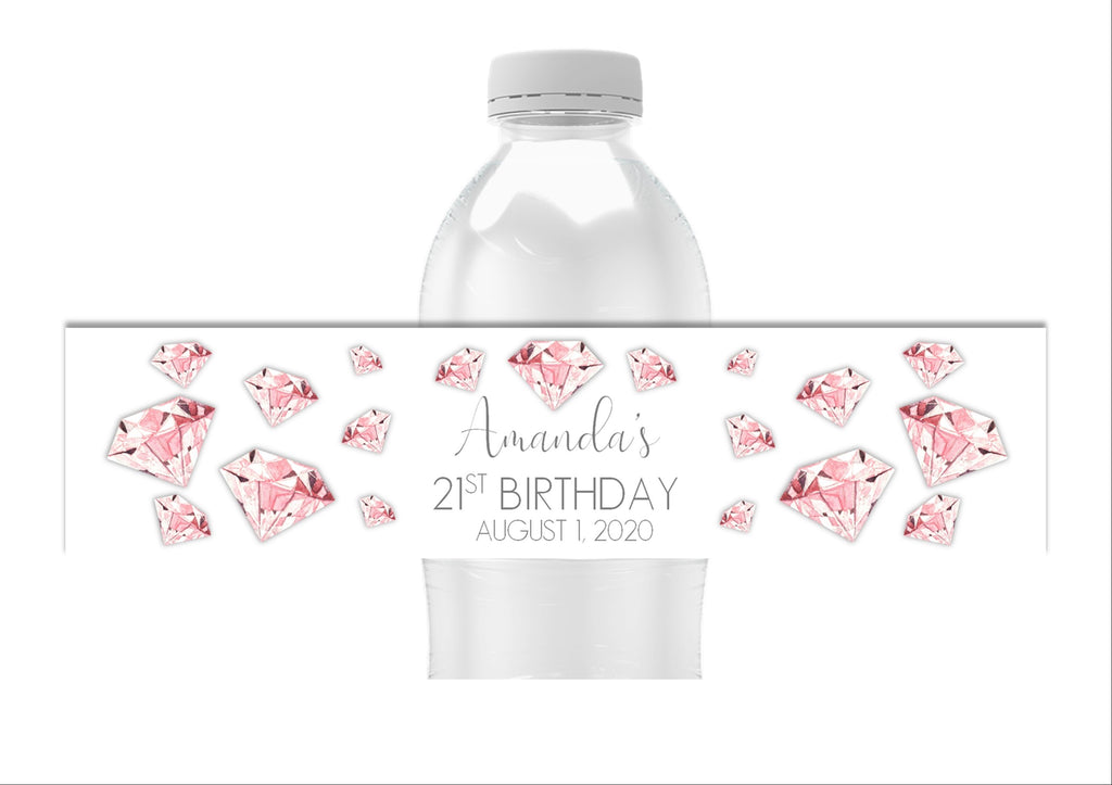 Pink Diamond Water Bottle Labels