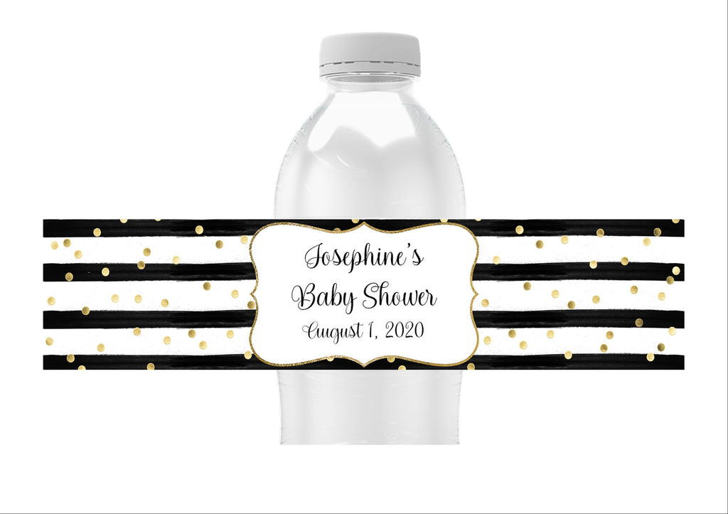 Confetti Stripe Water Bottle Labels
