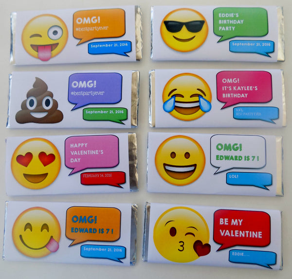 Emoji Candy Bar Wrapper - Assorted Styles - Cathy's Creations - www.candywrappershop.com