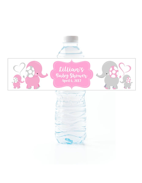 Elephant Baby Shower Water Bottle Labels - Cathy's Creations - www.candywrappershop.com