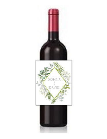 Botanical Greenery Wine Bottle Labels - Cathy's Creations - www.candywrappershop.com