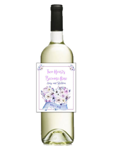 Floral Heart Wine Bottle Labels - Cathy's Creations - www.candywrappershop.com