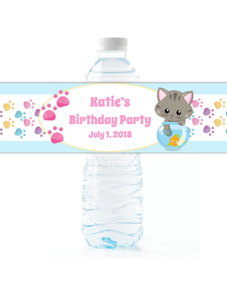 Kitten Water Bottle Labels - Cathy's Creations - www.candywrappershop.com