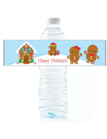 Gingerbread Man Water Bottle Labels - Cathy's Creations - www.candywrappershop.com