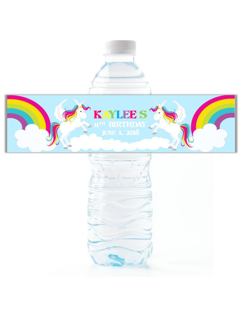 Rainbow Unicorn Water Bottle Labels - Cathy's Creations - www.candywrappershop.com