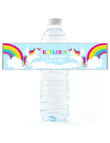 Rainbow Unicorn Water Bottle Labels - Cathy's Creations - www.candywrappershop.com