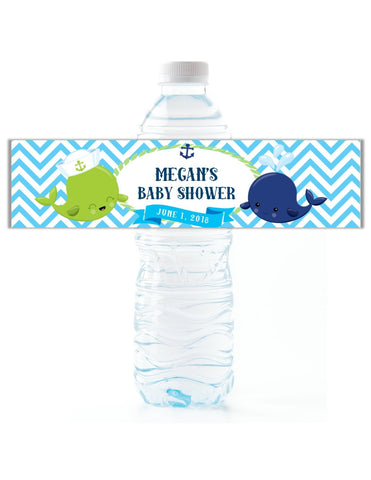 Blue Whale Water Bottle Labels - Cathy's Creations - www.candywrappershop.com