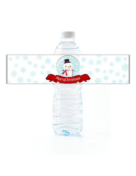Christmas Snow Globe Water Bottle Labels - Cathy's Creations - www.candywrappershop.com