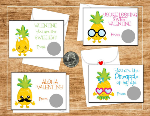 Pineapple Valentine's Day Scratch Off Cards - Cathy's Creations - www.candywrappershop.com