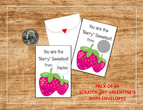 Strawberry Valentine's Day Scratch Off Cards - Cathy's Creations - www.candywrappershop.com