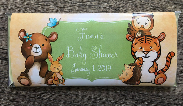 Woodland Baby Animal Candy Bar Wrapper - Cathy's Creations - www.candywrappershop.com