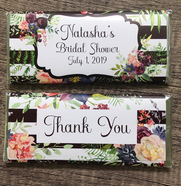 Burgundy Floral Candy Bar Wrapper - Cathy's Creations - www.candywrappershop.com