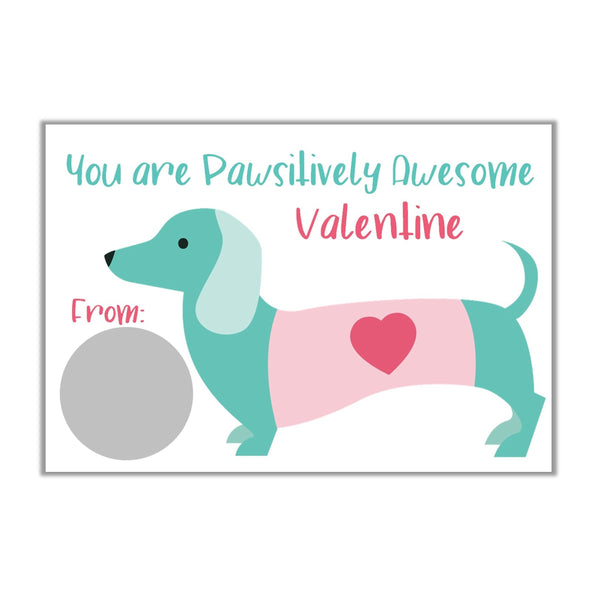 Dachshund Valentine's Day Scratch off Cards - Cathy's Creations - www.candywrappershop.com
