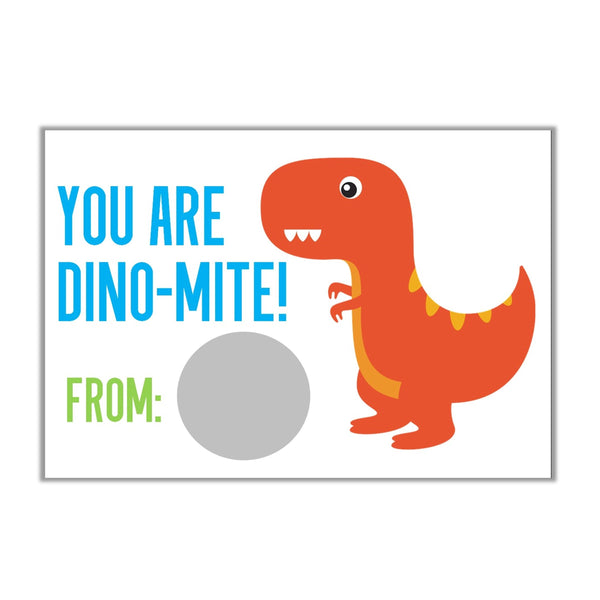 Dinosaur Valentine's Day Scratch off Cards - Cathy's Creations - www.candywrappershop.com