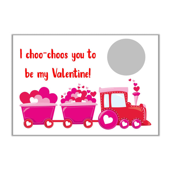 Train Valentine's Day Scratch Off Cards - Cathy's Creations - www.candywrappershop.com