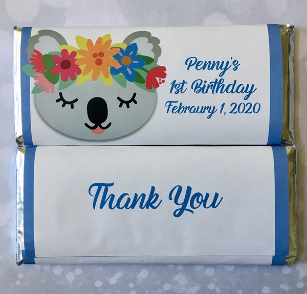 Koala Party Candy Bar Wrapper - Cathy's Creations - www.candywrappershop.com