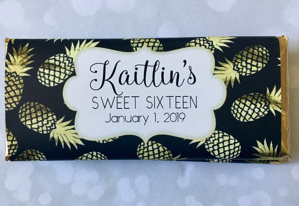 Gold Pineapple Candy Wrapper - Cathy's Creations - www.candywrappershop.com