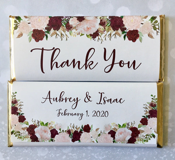 Wedding Floral Thank You Candy Bar Wrapper - Cathy's Creations - www.candywrappershop.com