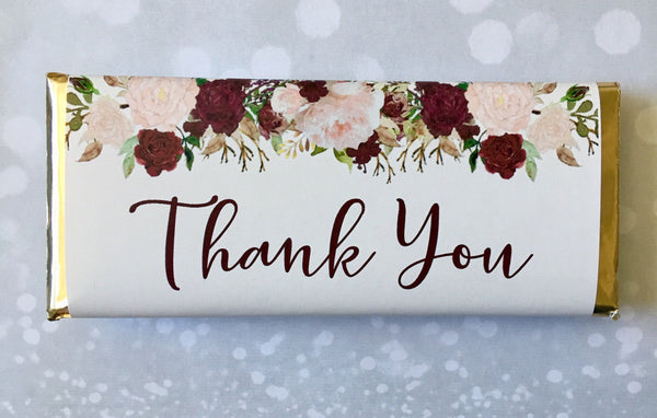 Wedding Floral Thank You Candy Bar Wrapper - Cathy's Creations - www.candywrappershop.com