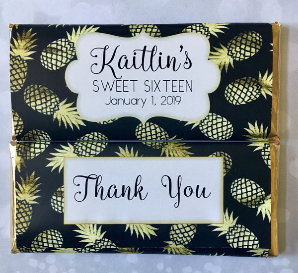 Gold Pineapple Candy Wrapper - Cathy's Creations - www.candywrappershop.com