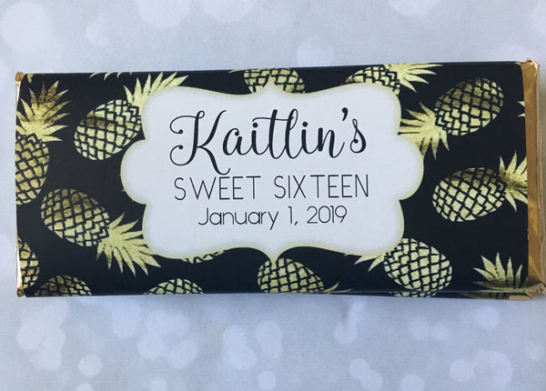 Gold Pineapple Candy Wrapper - Cathy's Creations - www.candywrappershop.com