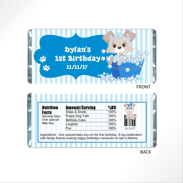Puppy Party Candy Bar Wrapper - Cathy's Creations - www.candywrappershop.com