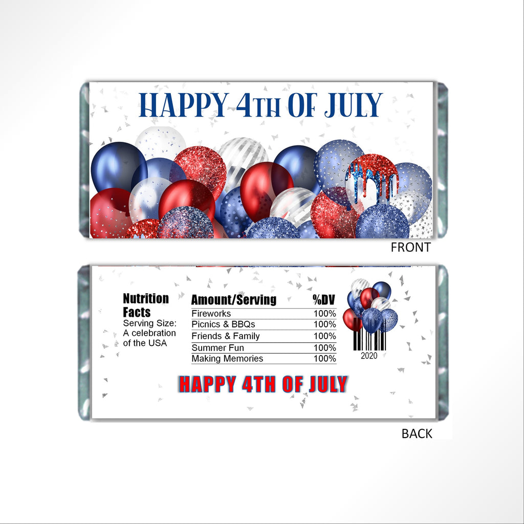 Patriotic Balloons Candy Bar Wrapper - Cathy's Creations - www.candywrappershop.com