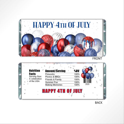 Patriotic Balloons Candy Bar Wrapper - Cathy's Creations - www.candywrappershop.com