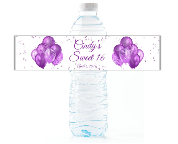 Balloon Party Water Bottle Labels - Cathy's Creations - www.candywrappershop.com