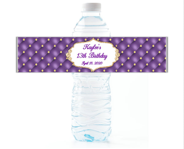 Royal Glamour Water Bottle Labels - Cathy's Creations - www.candywrappershop.com