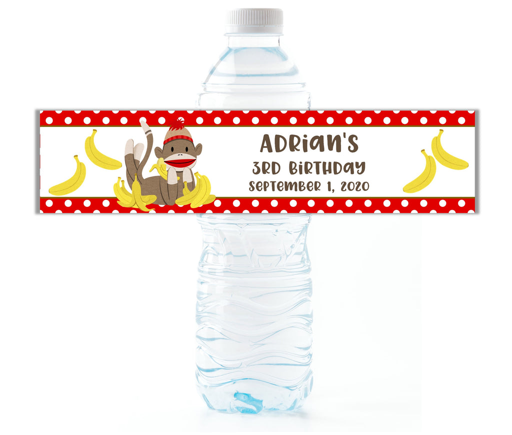 Sock Monkey Water Bottle Labels - Cathy's Creations - www.candywrappershop.com