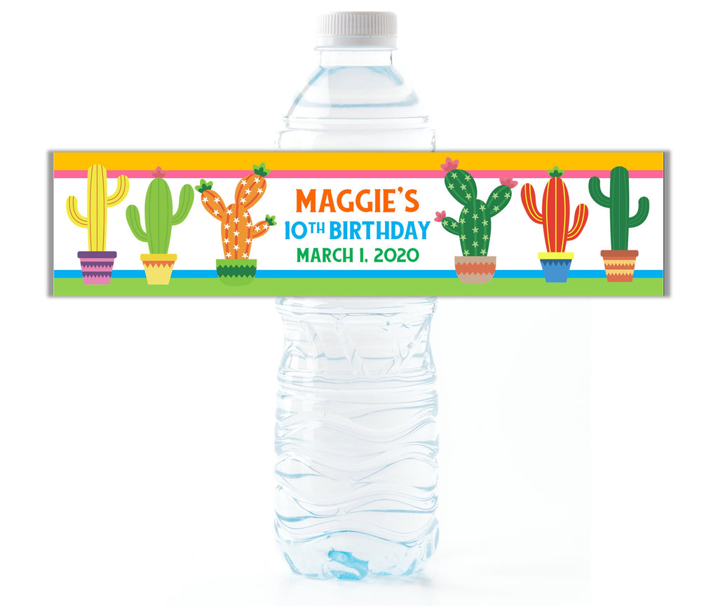 Cactus Water Bottle Labels - Cathy's Creations - www.candywrappershop.com