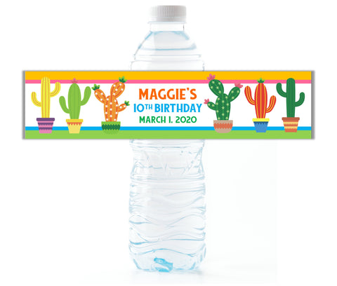 Cactus Water Bottle Labels - Cathy's Creations - www.candywrappershop.com