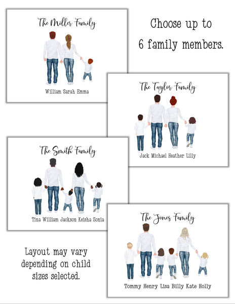 Denim Family Portrait Note Cards - Cathy's Creations - www.candywrappershop.com