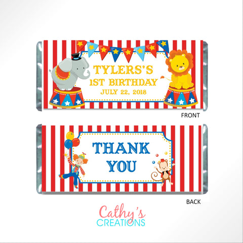Circus Candy Bar Wrapper - Cathy's Creations - www.candywrappershop.com
